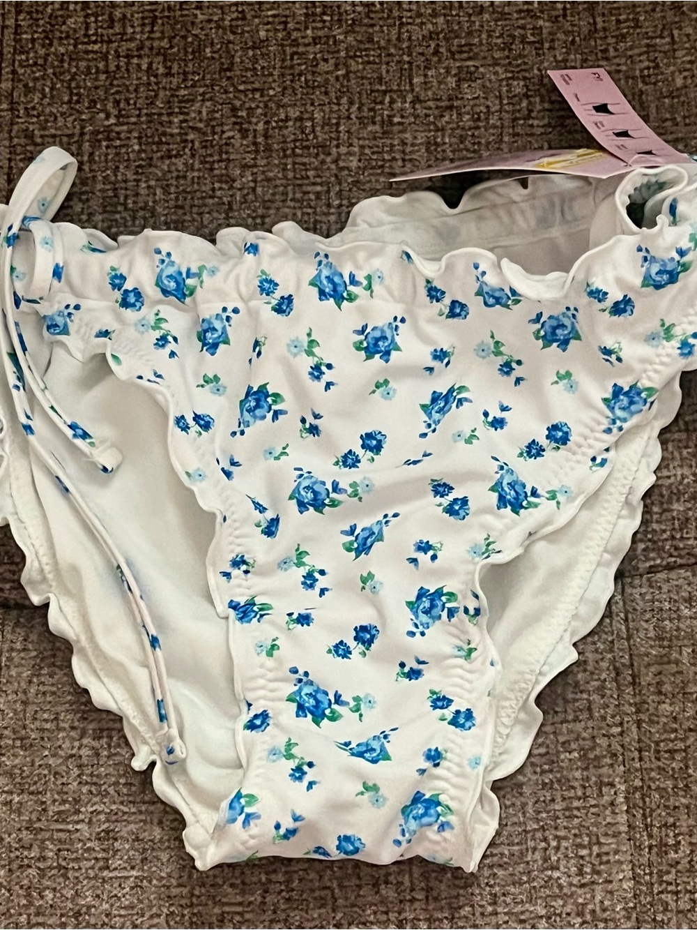 wild fable White Bikini Bottom with Blue Floral Print